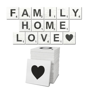 TenXVI Designs - Family Home Love White Decorative Square Wooden Letters 5"x5"