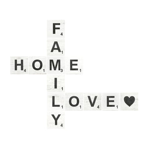 TenXVI Designs - Family Home Love White Decorative Square Wooden Letters 5"x5"