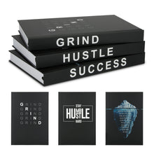 Load image into Gallery viewer, TenXVI Designs - Grind Hustle Success Decorative Black Hardcover Books, Set of 4