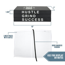 Load image into Gallery viewer, TenXVI Designs - Grind Hustle Success Decorative Black Hardcover Books, Set of 4