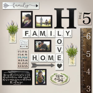 TenXVI Designs - Family Home Love White Decorative Square Wooden Letters 5"x5"