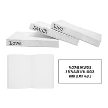 Load image into Gallery viewer, TenXVI Designs Decorative White Books, Set of 3 - Live Laugh Love