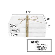 Load image into Gallery viewer, TenXVI Designs Decorative White Books, Set of 3 - Live Laugh Love