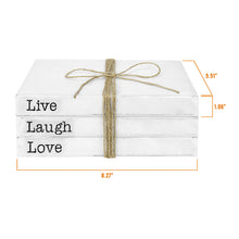 Load image into Gallery viewer, TenXVI Designs Decorative White Books, Set of 3 - Live Laugh Love Bead/Flower Bundle