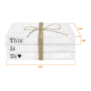TenXVI Designs Decorative White Books, Set of 3 - This Is Us Bead/Flower Bundle