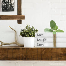 Load image into Gallery viewer, TenXVI Designs Decorative White Books, Set of 3 - Live Laugh Love