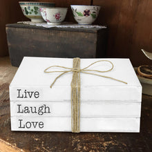 Load image into Gallery viewer, TenXVI Designs Decorative White Books, Set of 3 - Live Laugh Love