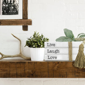 TenXVI Designs Decorative White Books, Set of 3 - Live Laugh Love Bead/Flower Bundle