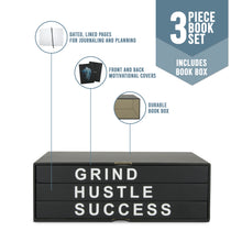 Load image into Gallery viewer, TenXVI Designs - Grind Hustle Success Decorative Black Hardcover Books, Set of 4