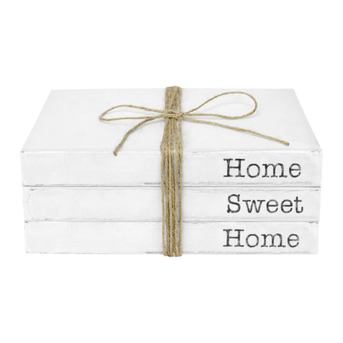 TenXVI Designs Decorative White Books, Set of 3 - Home Sweet Home