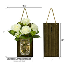 Load image into Gallery viewer, TenXVI Designs Rustic Brown Mason Jar Sconces with Roses