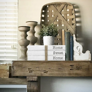 TenXVI Designs Decorative White Books, Set of 3 - Home Sweet Home