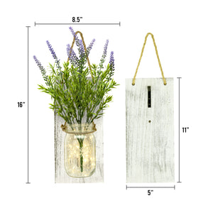 TenXVI Designs Rustic White Mason Jar Sconces with Lavender