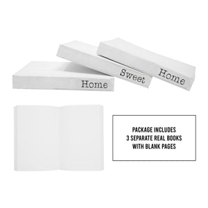 TenXVI Designs Decorative White Books, Set of 3 - Home Sweet Home