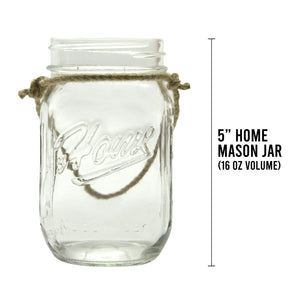 TenXVI Designs Rustic Brown Mason Jar Sconces with Roses