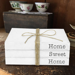 TenXVI Designs Decorative White Books, Set of 3 - Home Sweet Home