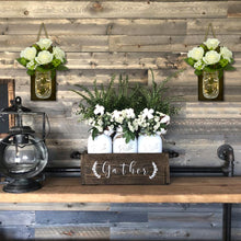 Load image into Gallery viewer, TenXVI Designs Rustic Brown Mason Jar Sconces with Roses