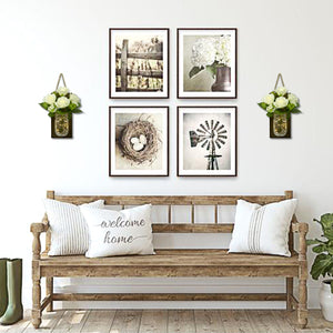 TenXVI Designs Rustic Brown Mason Jar Sconces with Roses